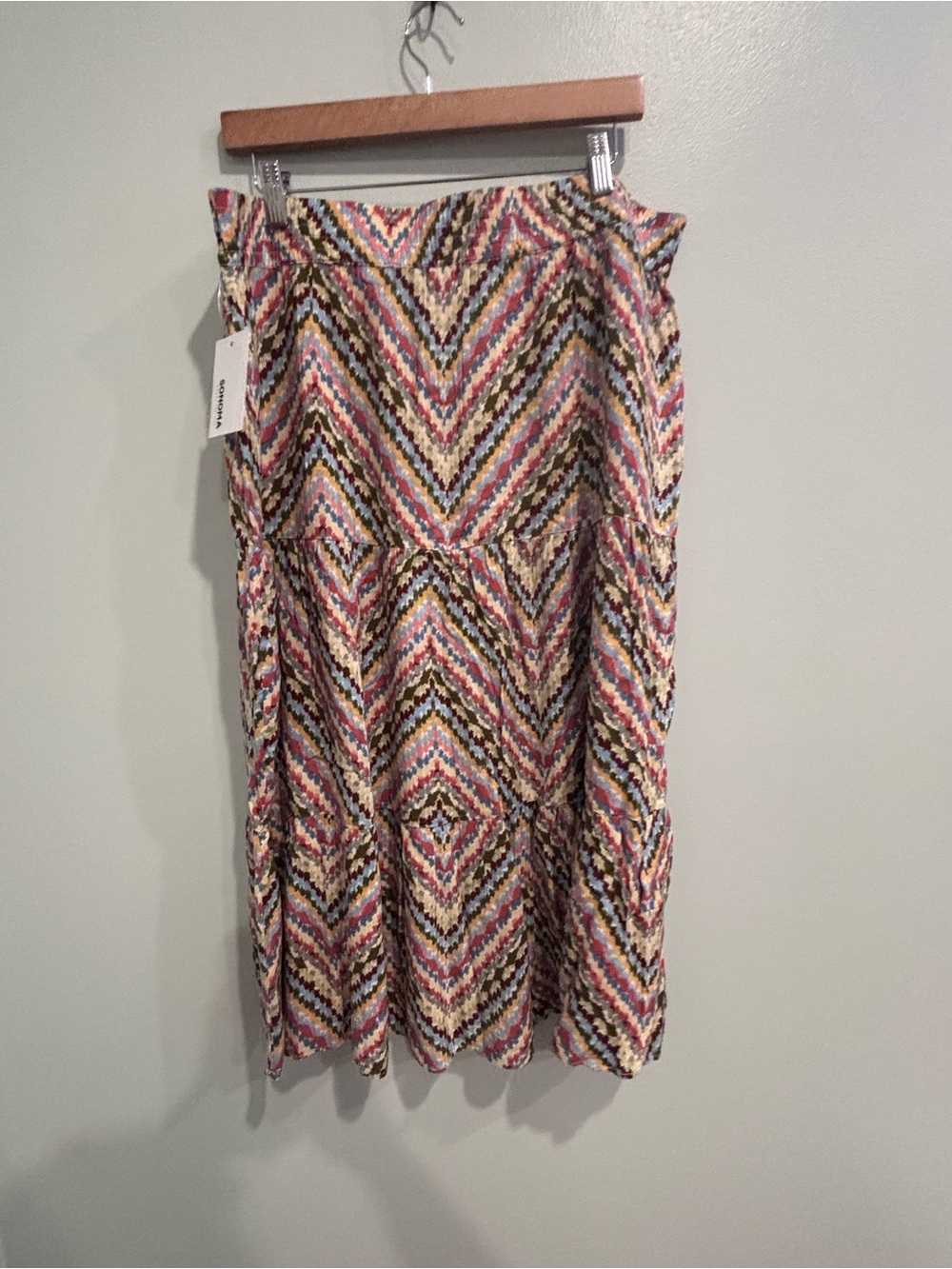 Sonoma NWT XL Multicolor Chevron Maxi Skirt — Pink, Blue, Brown